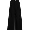 Women Wide Leg Pants Button Fly Business Casual Pants Bottoms with Pockets