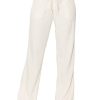 Women's Casual Linen Pants - 29", 32" Oceanside Drawstring Smocked Waist Beach Lounge Trousers with Pockets
