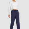 Women's Cotton Sweatpants Yoga Lounge Casual Pants Open Bottom Sweat Pants for Women with Pockets