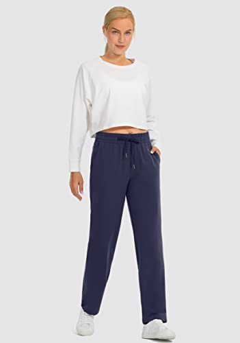 Women's Cotton Sweatpants Yoga Lounge Casual Pants Open Bottom Sweat Pants for Women with Pockets