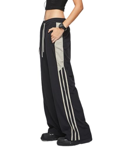 Stripes Track Pants Women Y2k Parachute Pants Mens Baggy Wide Leg Sweatpants Cargo Jogger Pants