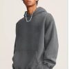 Mens Oversized Hoodies Pullover Vintage Sweatshirt Acid Wash Heavyweight Plush Cotton Baggy Streetwear Top Athletic