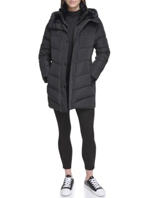Women's Long Bib-Front Puffer Jacket