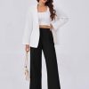 Wide Leg Pants for Women Stretchy Pull On Work Pants High Waisted Business Casual Trousers Slacks with Pockets