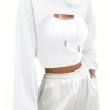 Womens Super Cropped Hoodie Sweatshirts Long Sleeve Crop Tops