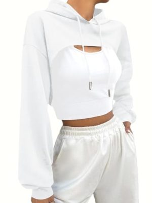 Womens Super Cropped Hoodie Sweatshirts Long Sleeve Crop Tops