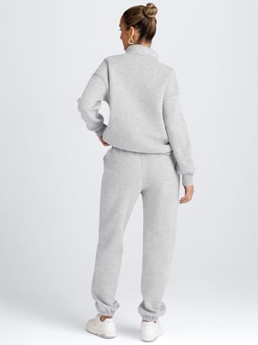 Women's Sweatsuits 2 Piece Outfits Lounge Sets Long Sleeve Half Zip Pullover and Baggy Sweatpants with Pockets