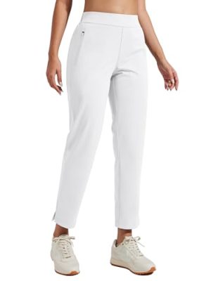Womens Golf Pants with Zip Pockets High Waisted Stretch 7/8 Ankle Dress Work Business Casual Slacks Travel Pants