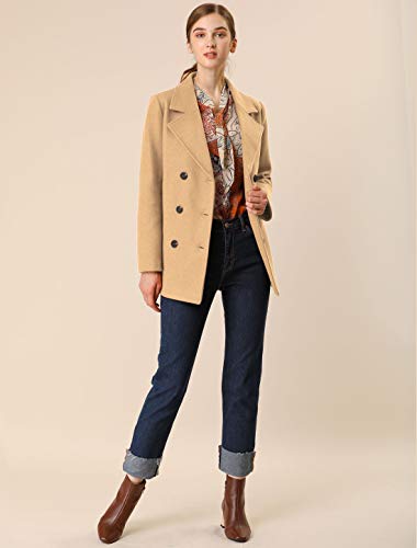 Women's Long Sleeves Double Breasted Button Winter Outerwear Pea Coat