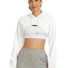 Women's Cut Out Super Cropped Hoodie Long Sleeve Hooded Sweatshirt Pullover Active Top