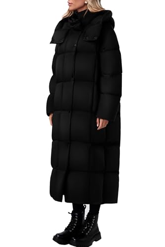Women's Winter Long Puffer Coats Hooded Zip Up Casual Thickened Down Jackets Trendy Warm Clothes Outerwear
