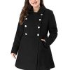 Women's Plus Size Coat A-Line Peter Pan Collar Double Breasted Fall Winter Peacoat