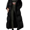 Women's Winter Long Puffer Coats Hooded Zip Up Casual Thickened Down Jackets Trendy Warm Clothes Outerwear