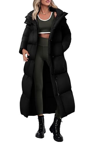 Women's Winter Long Puffer Coats Hooded Zip Up Casual Thickened Down Jackets Trendy Warm Clothes Outerwear