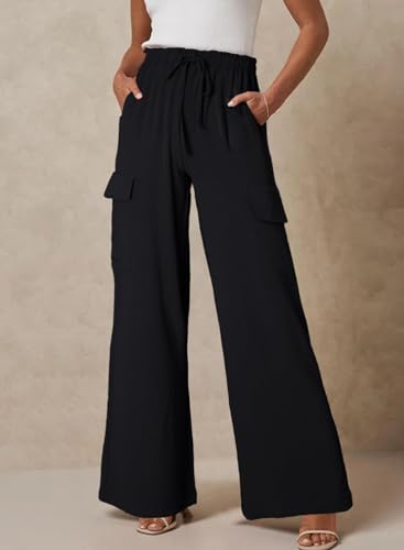 Women Palazzo Pants Summer Casual Wide Leg High Waist Lounge Flowy Beach Trousers Travel Vacation Outfits