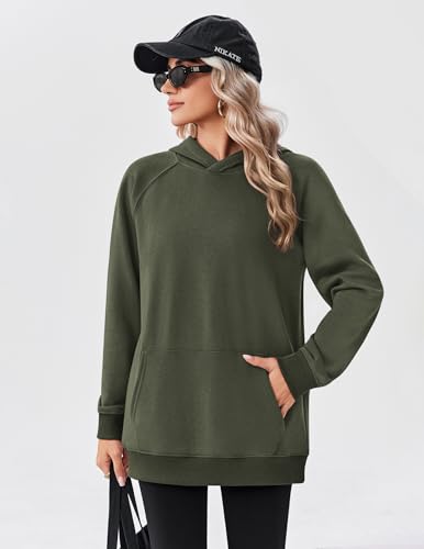 Womens Fleece Hoodies Soft Midweight Casual Hooded Sweatshirts Y2K Fall Winter Pullover Tops Kangaroo Pocket