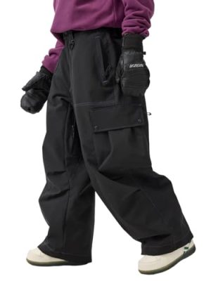 Womens Mens Snowboard Pants Super Baggy Ski Snow Pants Loose Sport Outdoor Insulation Waterproof