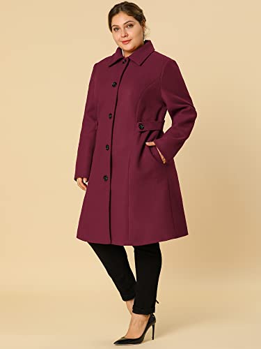 Women's Plus Size Single Breasted Belted Winter Long Coat