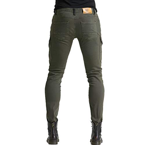 Men Women Motorcycle Riding Jeans Protective Pants Knight Hockey Biker Armor Pants (M=30, Army Green)