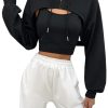 Women Cropped Hoodie Zip Up Long Sleeve Crop Top Sweatshirts