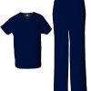 Scrub Set for Men & Women 3 Pockets, V-Neck Top 83706 and Natural Rise Drawstring Pant for Healthcare Heros 83006