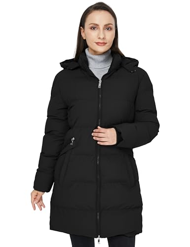 Women's Warm Thickened Parka Coat Winter Puffer Jacket with Removable Hood