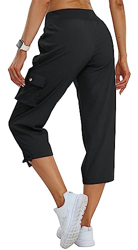 Women's Cargo Capris Pants Loose Fit Casual Hiking Pants Lightweight Quick Dry Travel Summer Pants for Women