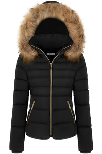 Thickened Winter Puffer Jacket with Removable Faux Fur Hood Fleece Lining