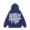 Graphic Hoodies Abstract Print Washed Hoodie Long Sleeve Acid Washed Hooded Sweatshirts Trendy Y2k Tops
