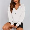 Women's 2025 Fall Hooded Sweatshirts Long Sleeve Half Zip Cropped Hoodies Pullover Winter Fashion Clothes