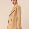 Women's Long Sleeves Double Breasted Button Winter Outerwear Pea Coat
