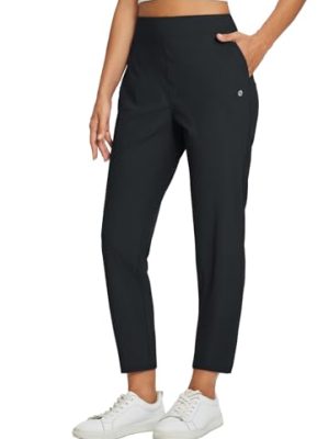 Womens Travel Pants Lightweight Stretch with Zipper Pockets Petite Ankle Dressy Golf Work Business Casual Slacks