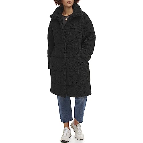Women's Long Length Patchwork Quilted Teddy Coat