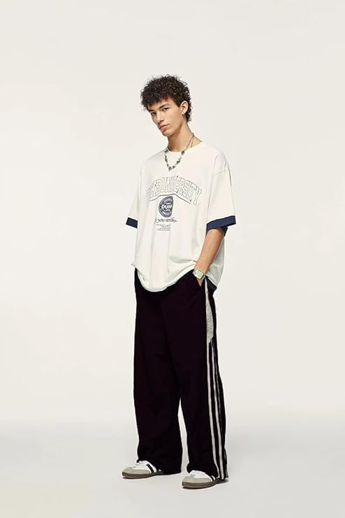 Stripes Track Pants Women Y2k Parachute Pants Mens Baggy Wide Leg Sweatpants Cargo Jogger Pants