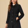 Women's Winter Classic Outwear Overcoat with Pockets Single Breasted Pea Coat