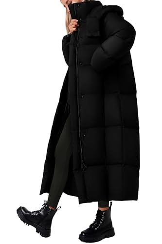 Women's Winter Long Puffer Coats Hooded Zip Up Casual Thickened Down Jackets Trendy Warm Clothes Outerwear