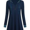 Women's Long Sleeve Hooded Tunic Tops Button Swing Pullover Hoodie Sweatshirts