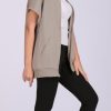 Women's Zip Up Sweatshirts Short Sleeve Lapel Oversized Summer Casual Loose Solid Sweatshirt Jacket with Pockets