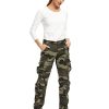 Womens Stretch Casual Cargo Work Pants Camo Combat Tactical Travel Pants with 8 Pockets