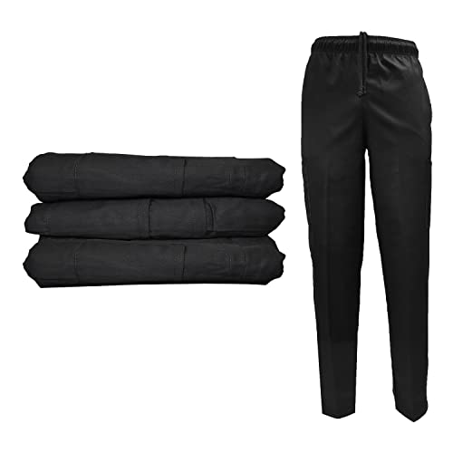 Classic 6 Pocket Black Chef Pants with Multi-Pack Quantities Available