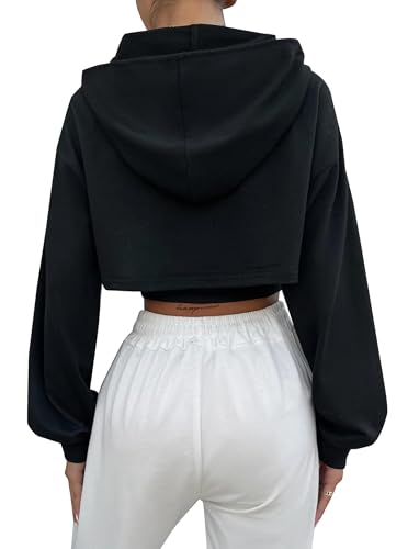 Women Cropped Hoodie Zip Up Long Sleeve Crop Top Sweatshirts