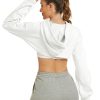 Women's Cut Out Super Cropped Hoodie Long Sleeve Hooded Sweatshirt Pullover Active Top