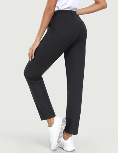 Stretchy Womens Golf Pants 7/8 Ankle Pull On Work Pants Athletic Business Casual Travel Dress Pants with Pockets Petite