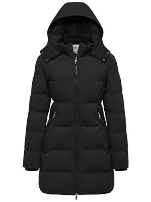 Women's Warm Thickened Parka Coat Winter Puffer Jacket with Removable Hood