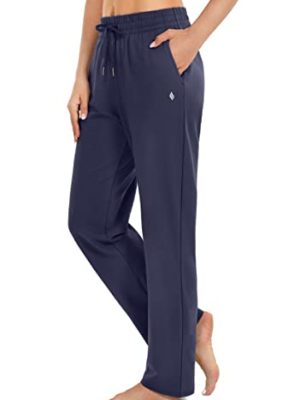 Women's Cotton Sweatpants Yoga Lounge Casual Pants Open Bottom Sweat Pants for Women with Pockets