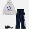 Star Embroidered Graphic Hoodie Y2k Oversize Vintage Long Sleeve Pullover 2025 Streetwear Outfits