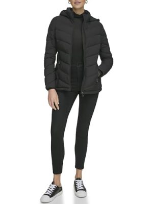 Women's Everyday Hooded Zip Front Puffer Long Sleeve Coat