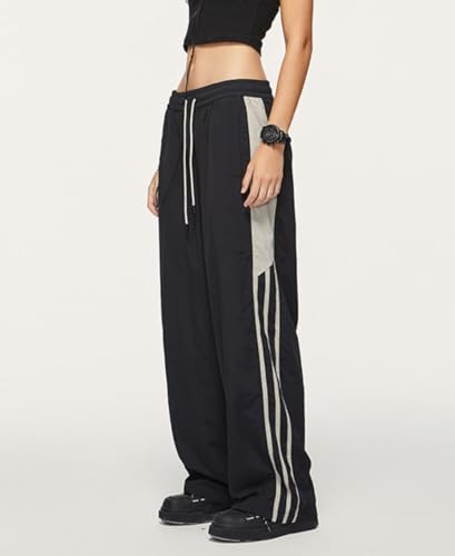 Stripes Track Pants Women Y2k Parachute Pants Mens Baggy Wide Leg Sweatpants Cargo Jogger Pants