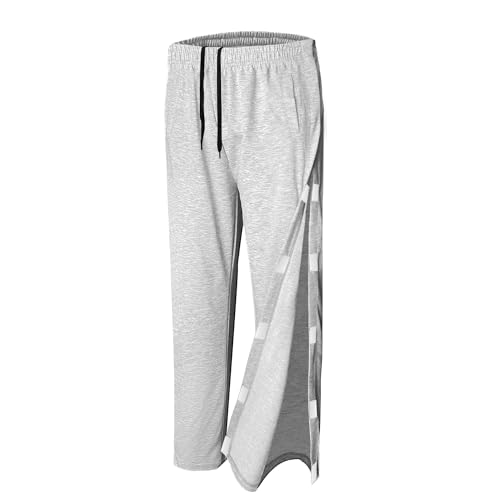 Unisex Tear Away Pants 2 Side Snaps Post Surgery Breakaway Pant Full Open Down Cotton Rip Off Pants for Hip Replacement