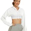 Women's Cut Out Super Cropped Hoodie Long Sleeve Hooded Sweatshirt Pullover Active Top